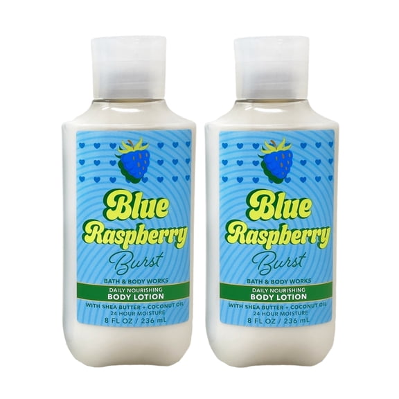 Bath & Body Works Blue Raspberry Burst - 2 Daily Nourishing Body Lotions (8 fl oz / 236 mL Each)