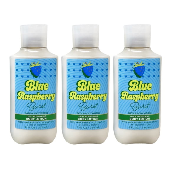Bath & Body Works Blue Raspberry Burst - 3 Daily Nourishing Body Lotions (8 fl oz / 236 mL Each)