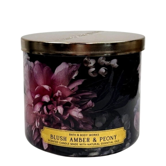 Bath and Body Works Blush Amber Peony Scented 3-Wick Candle (14.5 oz / 411 g)