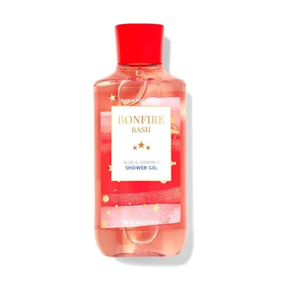 Bath & Body Works ~ Bonfire Bash ~ Body Wash Shower Gel Aloe & Vitamin E 10 fl oz