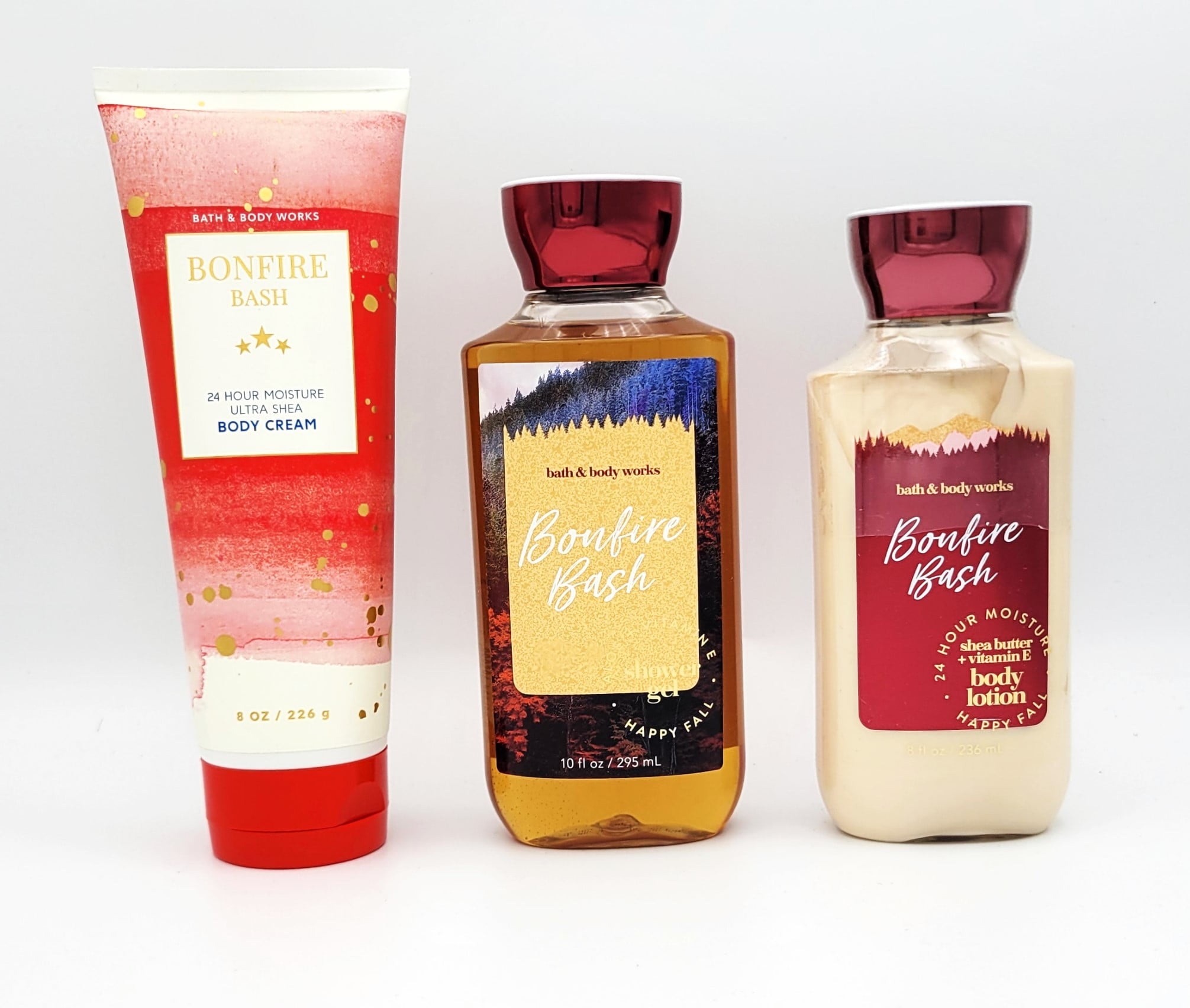 Bath & Body Works Bonfire Bash Gift Set Body Cream 8 oz + Shower Gel 10