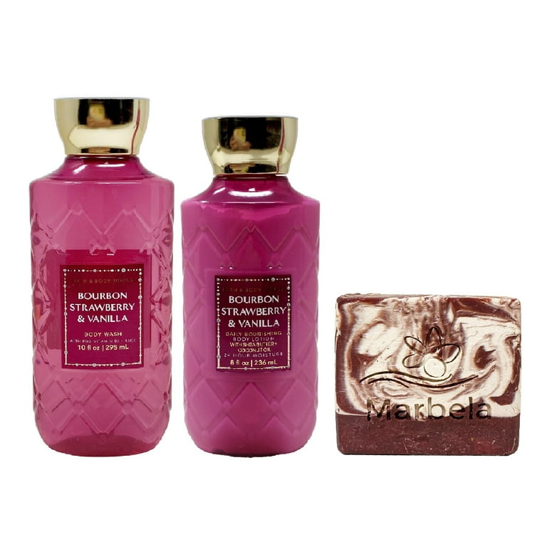 Bath Body Works Bourbon Strawberry Vanilla Duo Gift Bundle