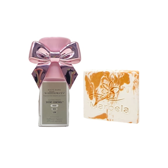 Bath & Body Works Bow Scent Control Wallflowers Fragrance Plug with a Peach Gardenia Mini Soap