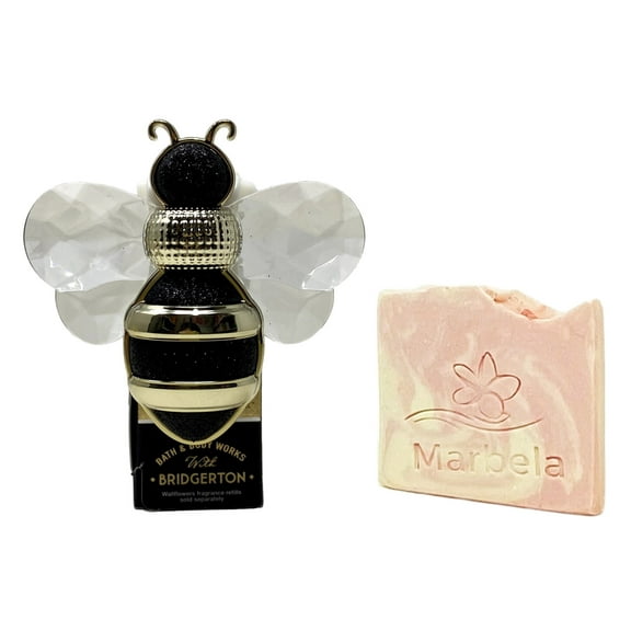 Bath & Body Works Bridgerton Gem Bee Nightlight Wallflowers Scent Control with Marbela Himalayan Salts Springs Sample Soap