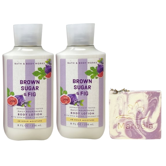 Bath & Body Works Brown Sugar & Fig 2 Daily Nourishing Body Lotions with a Lavender Dream Bar Soap