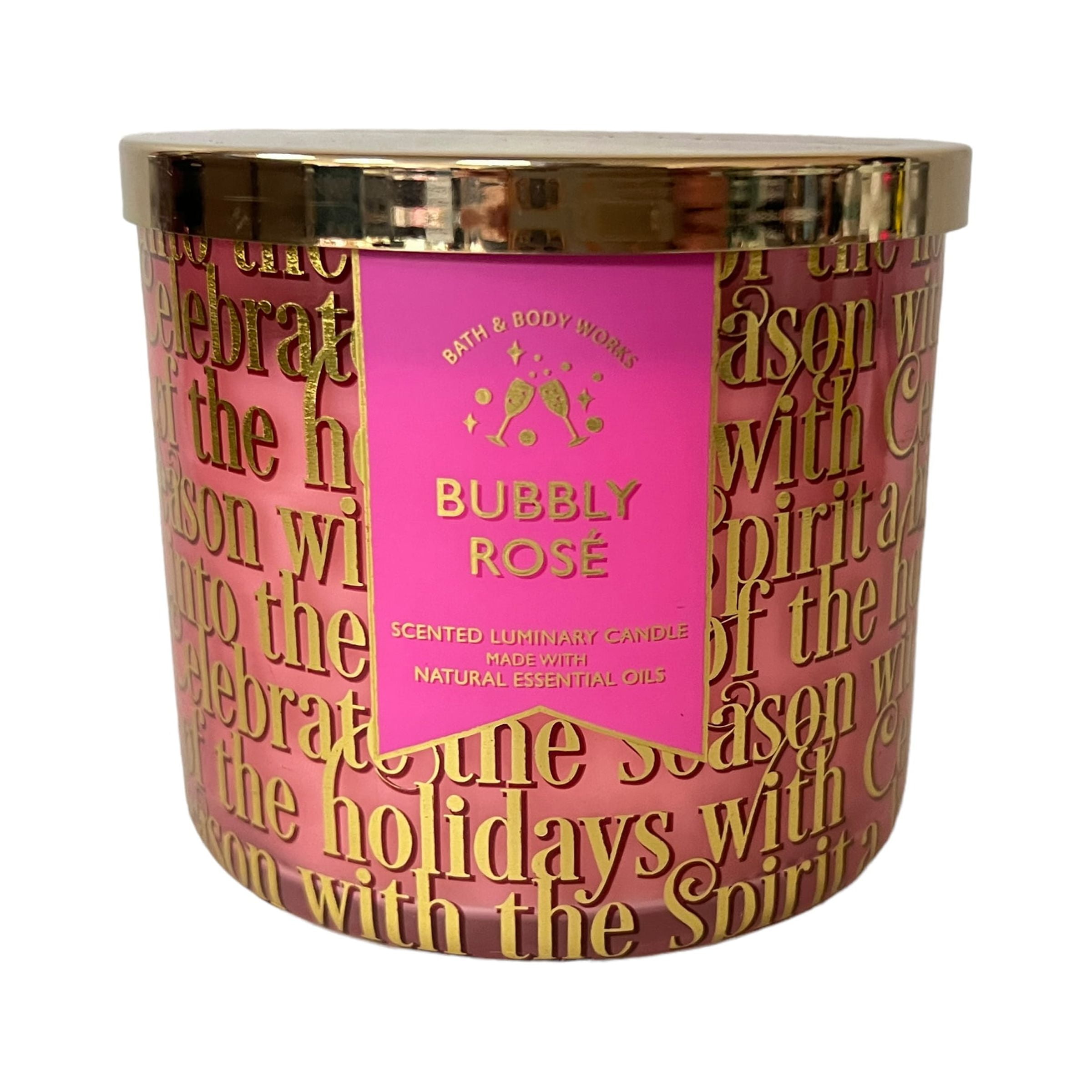 Bath & Body Works Bubbly Rose Scented 3 Wick Candle 14.5 oz