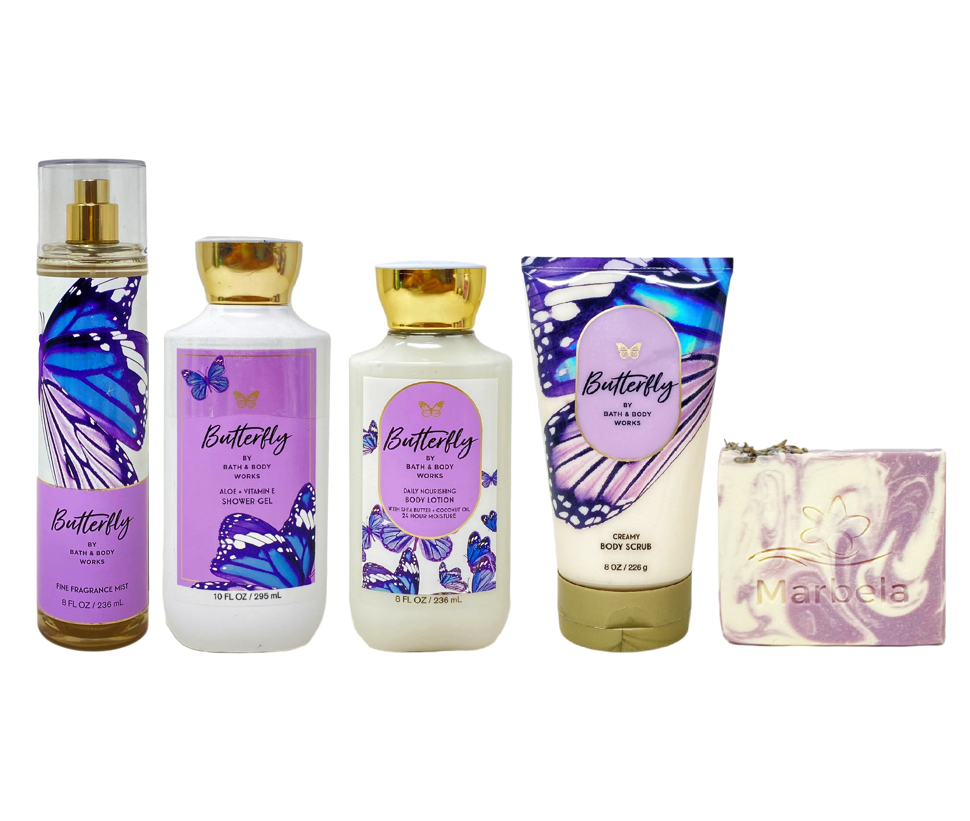 Bath & Body Works Butterfly Deluxe Set - Mist, Cream, Lotion, Gel
