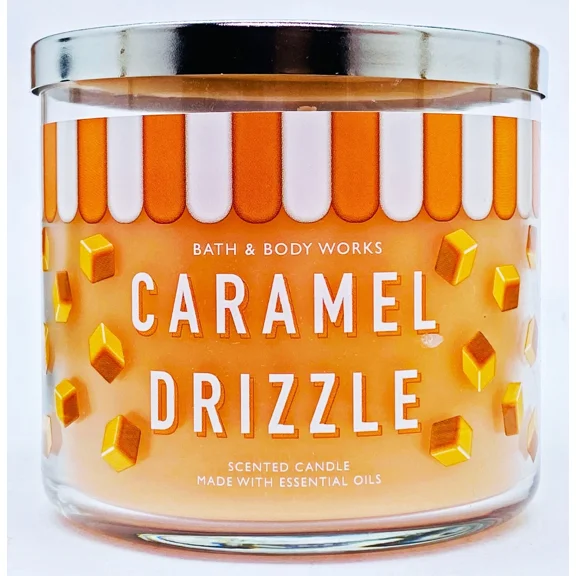 Bath & Body Works CARAMEL DRIZZLE Scented 3 Wick Candle 14.5 oz