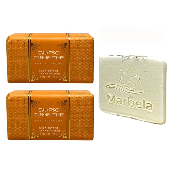 Bath & Body Works Calypso Clementine - 2 Cleansing Bars (5 oz / 141.75 g Each) with a Natural Oats Mini Soap