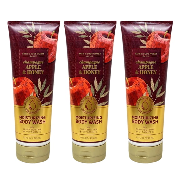 Bath & Body Works Champagne Apple & Honey - 3 Moisturizing Body Washes (10 fl oz / 295 mL Each)