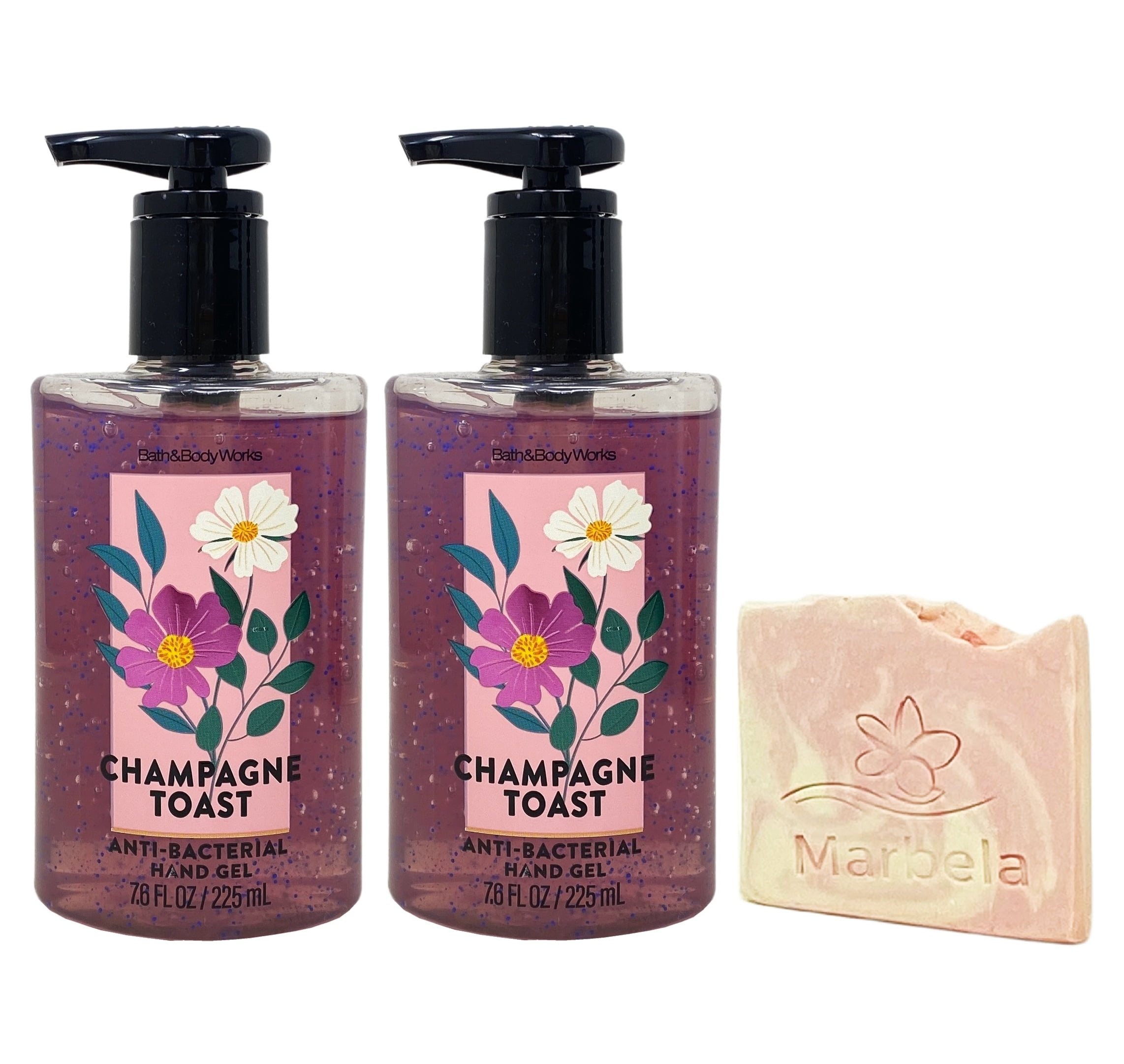 Bath & Body Works Champagne Toast 2 Pack Hand Gel Bundle with a Himalayan Salts Springs Sample Soap