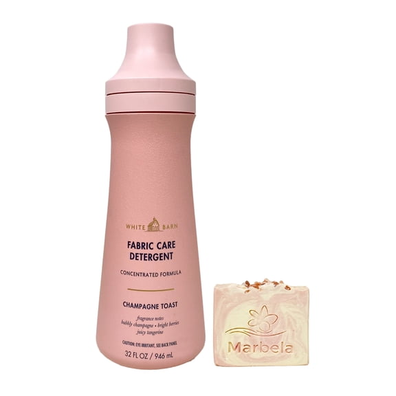 Bath & Body Works Champagne Toast Fabric Care Detergent with a Marbela Himalayan Salts Springs Bar Soap - Full Size