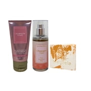 Bath & Body Works Champagne Toast Fine Fragrance Mist and Ultimate Hydration Body Cream Travel Size with a Peach Gardenia Mini Soap