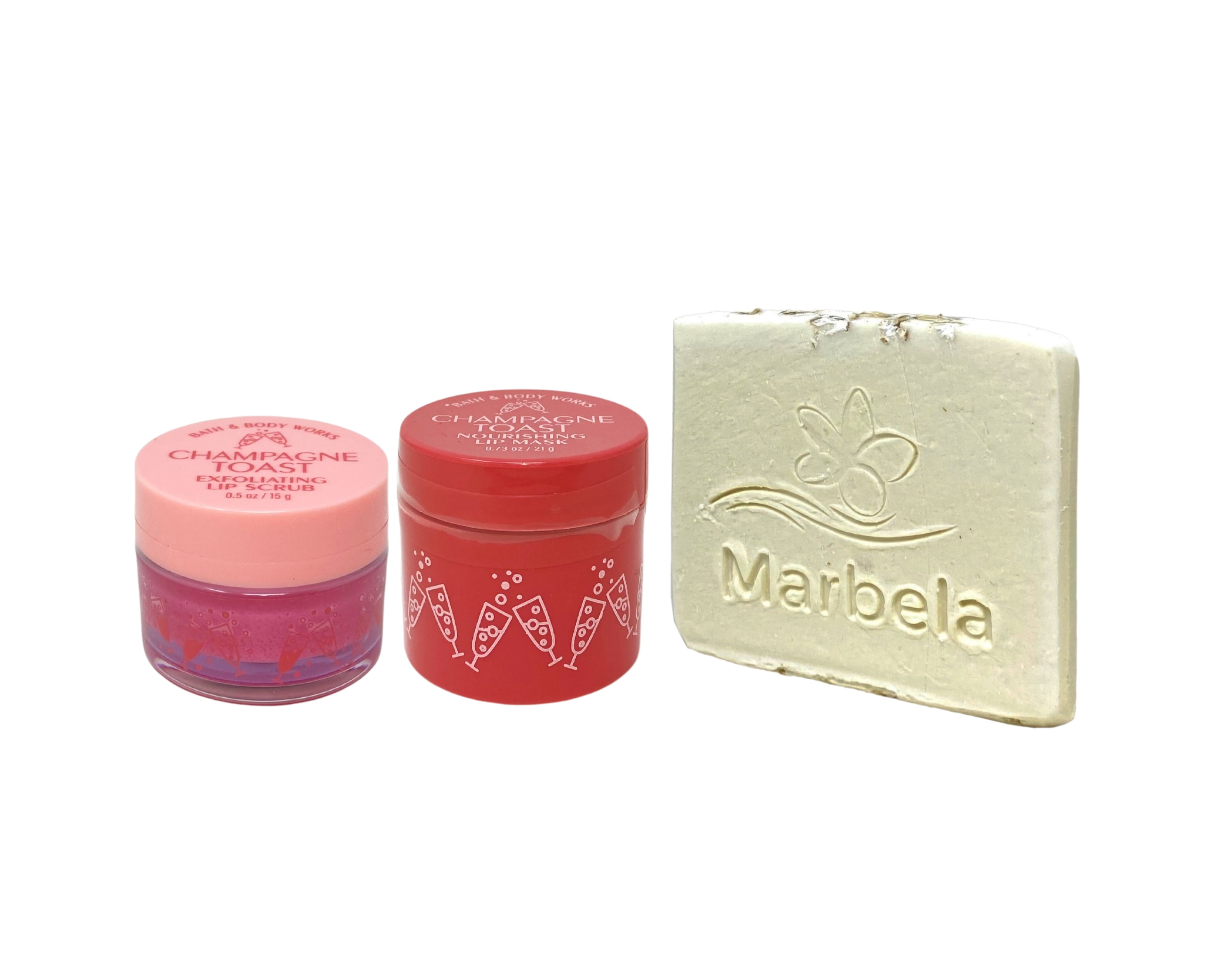 Bath & Body Works Champagne Toast Lip Scrub and Lip Mask with a Natural Oats Mini Soap