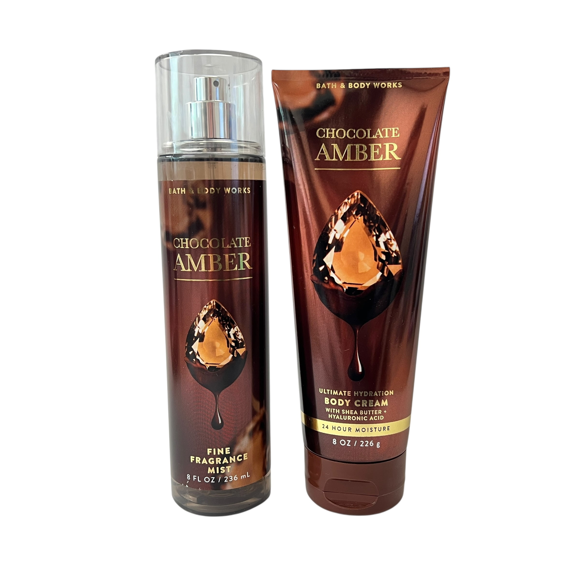 Bath Body Works Chocolate Amber Mist Body Cream Set