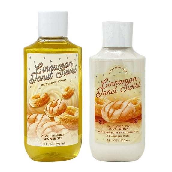 Bath & Body Works Cinnamon Donut Swirl Gift Set, Includes Shower Gel and Body Lotion, 2 Piece