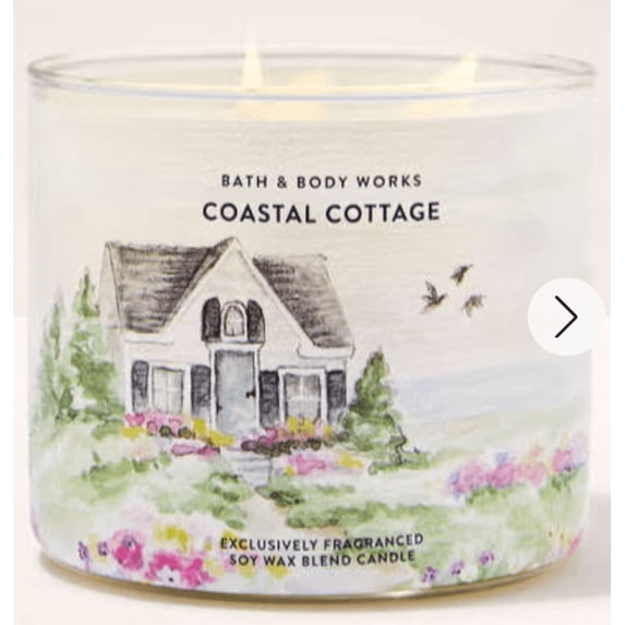 Bath & Body Works Coastal Cottage 14.5 oz Blueberry Scented 3 Wick Candle, Soy Wax Blend