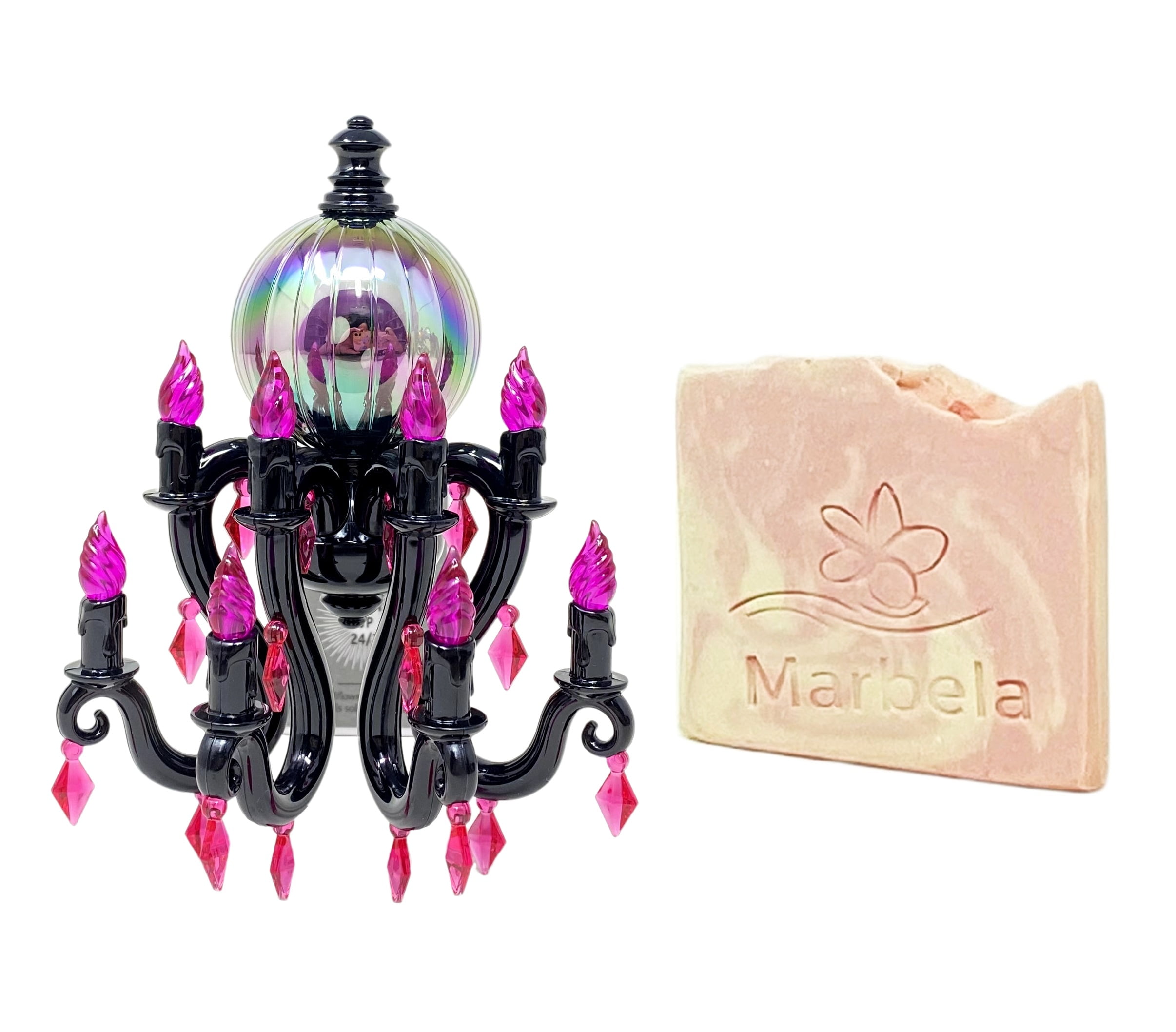 Bath & Body Works Cycloptopus Chandelier Nightlight Wallflowers Fragrance Plug with a Marbela Himalayan Salts Springs Sample Soap