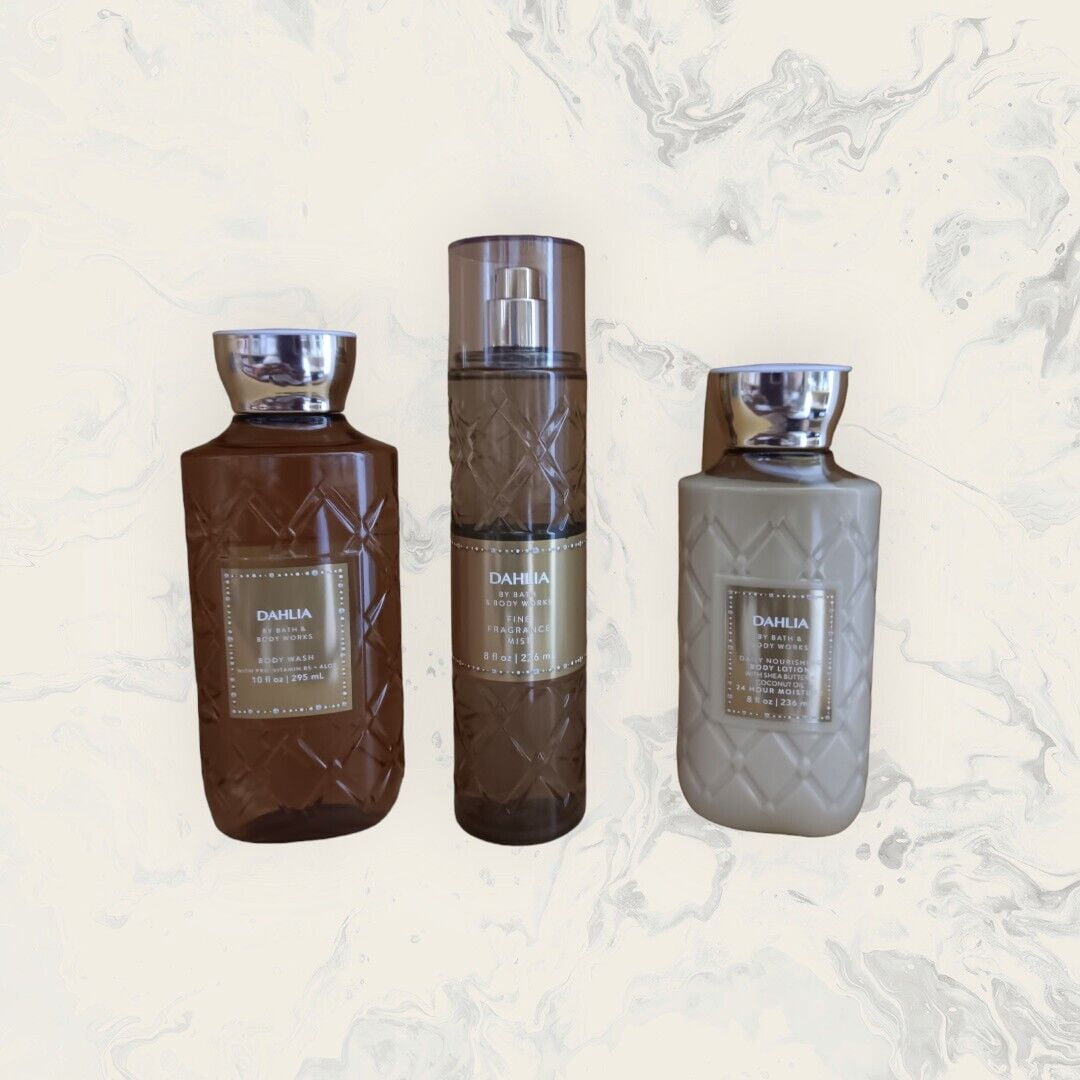 Bath & Body Works Dahlia Body Wash,Fine Fragrance Mist, & Body Lotion Full Size