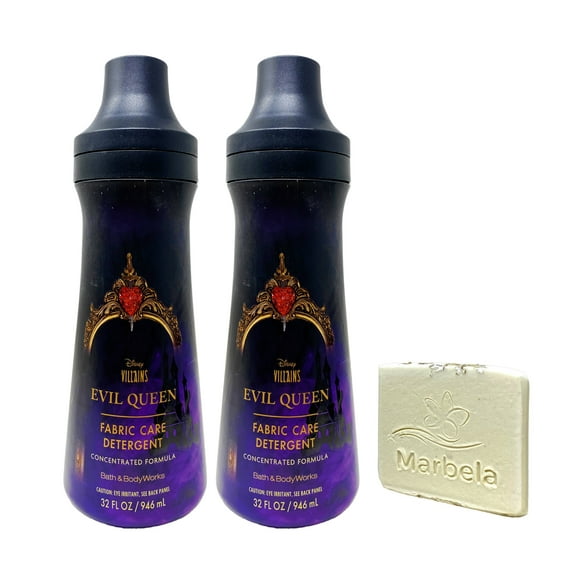 Bath & Body Works Disney Villains Collection Evil Queen - 2 Pack of Fabric Care Detergent with a Natural Oats Mini Soap.