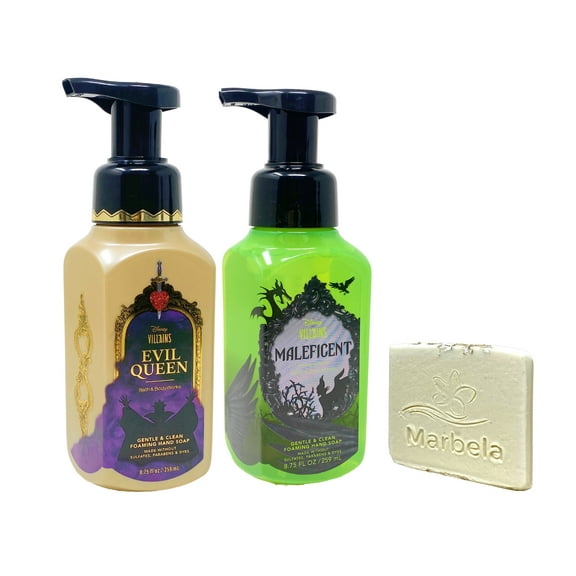 Bath & Body Works Disney Villains Collection Evil Queen and Maleficent - 2 Piece Gentle & Clean Foaming Hand Soap Set with a Natural Oats Mini Soap.