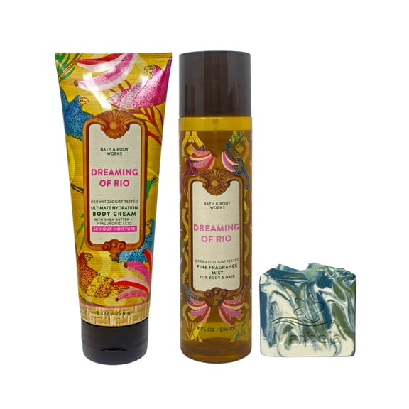 Bath & Body Works Dreaming Of Rio - Fine Fragrance Mist and Ultimate Hydration Body Cream with a Zen Garden Bar Soap