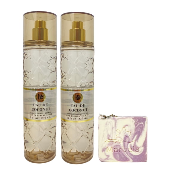 Bath & Body Works Eau De Coconut 2 Fine Fragrance Mists with a Lavender Dream Bar Soap
