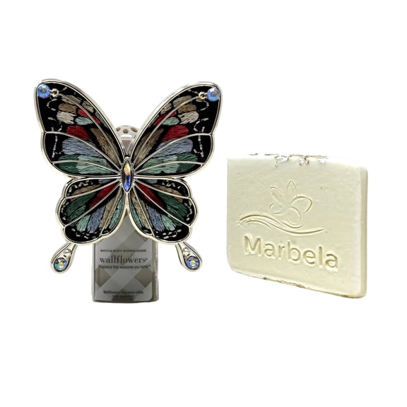 Bath & Body Works Embroidered Butterfly Wallflowers Fragrance Plug with a Natural Oats Mini Soap