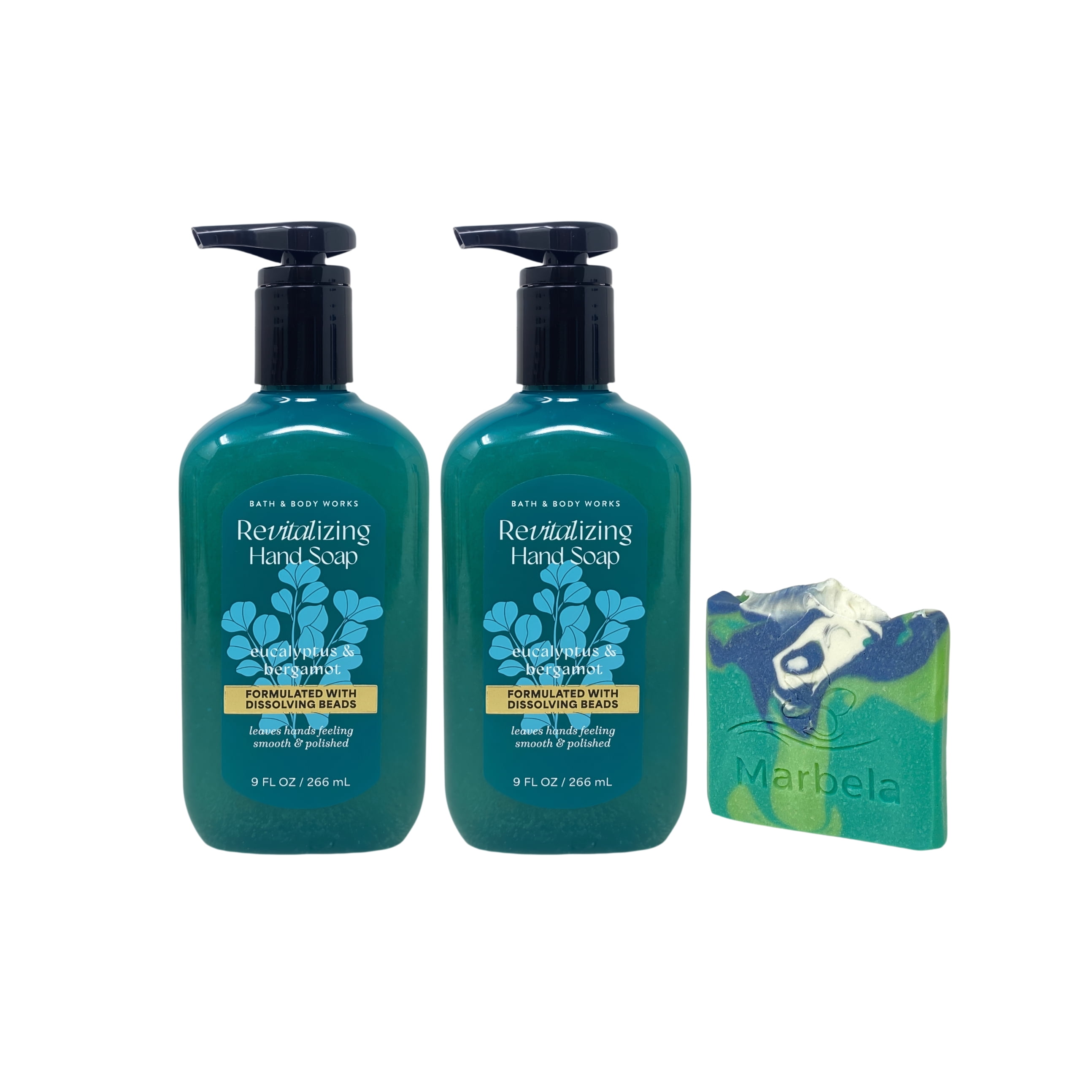 Bath & Body Works Eucalyptus & Bergamot 2 Revitalizing Gel Hand Soap with an Aloe Vera Mini Soap