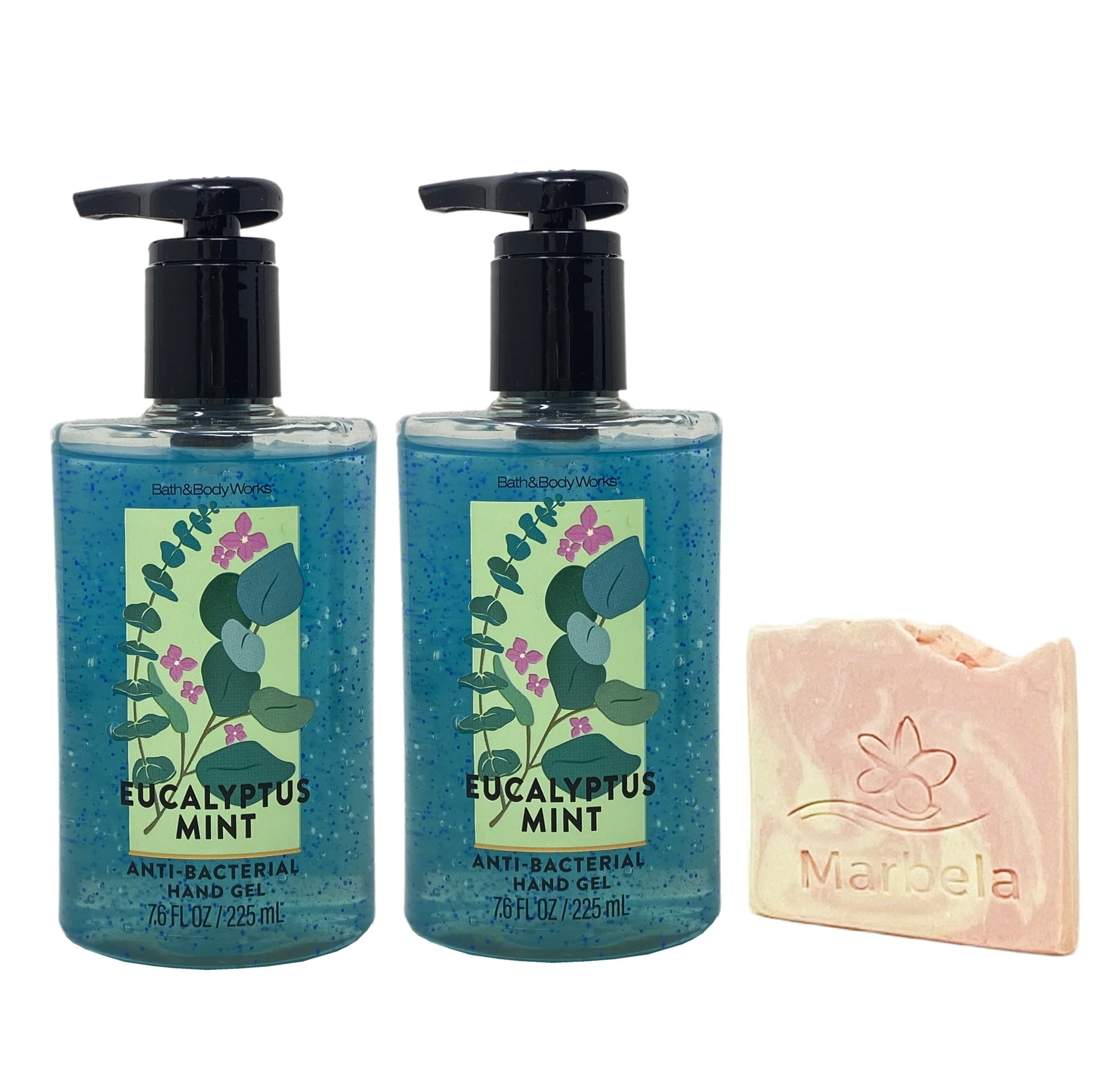 Bath & Body Works Eucalyptus Mint 2 Pack Hand Gel Bundle with a Himalayan Salts Springs Sample Soap
