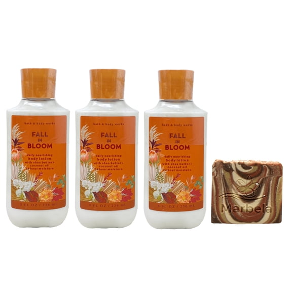 Bath & Body Works Fall In Bloom 3 Body Lotions with a Clay Baby Bar Soap