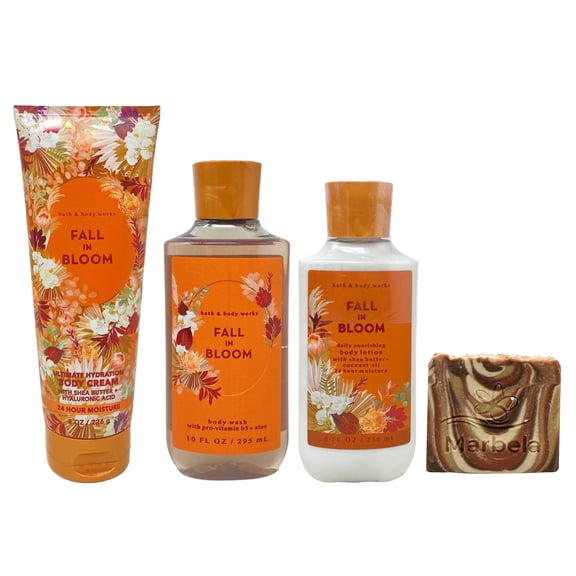 Bath & Body Works Fall In Bloom Ultimate Hydration Body Cream, Body Wash and Daily Nourishing Body Lotion with a Clay Baby Bar Soap