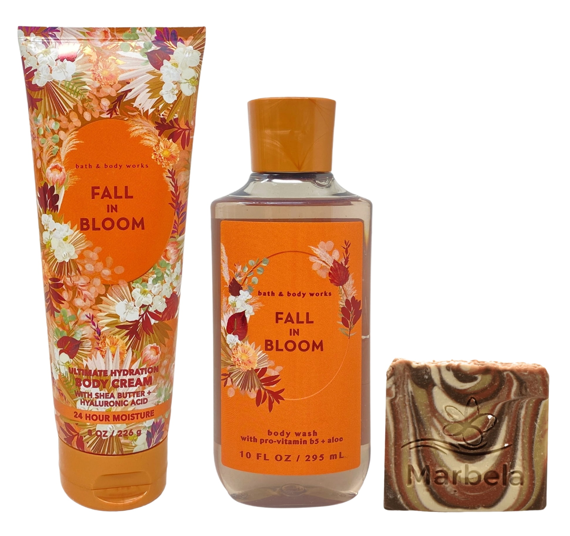 Bath & Body Works Fall In Bloom Ultimate Hydration Body Cream and Body Wash with a Clay Baby Bar Soap