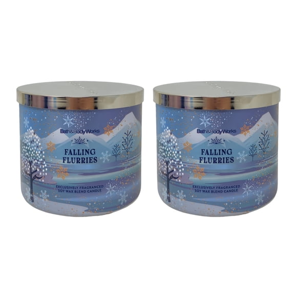 Bath & Body Works Falling Flurries - 2 Piece 3-Wick Scented Candles (14.5 oz / 411 g Each)