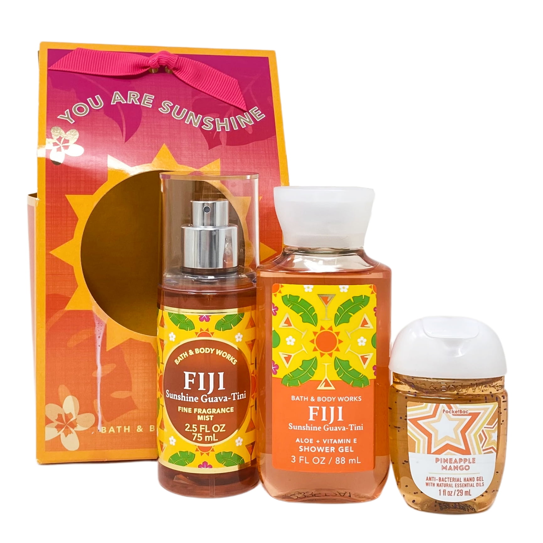 Bath and Body Works Fiji Sunshine Guava-Tini You are My Sunshine Travel  Gift Bag Set - Fragrance Mist - Shower Gel - Pineapple Mango Hand Gel -  Travel