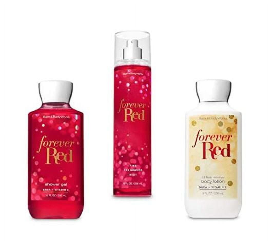 Bath and Body Works Forever Red Shower Gel, Body Lotion, Fine Fragrance Mist Daily Trio Gift Set 2018