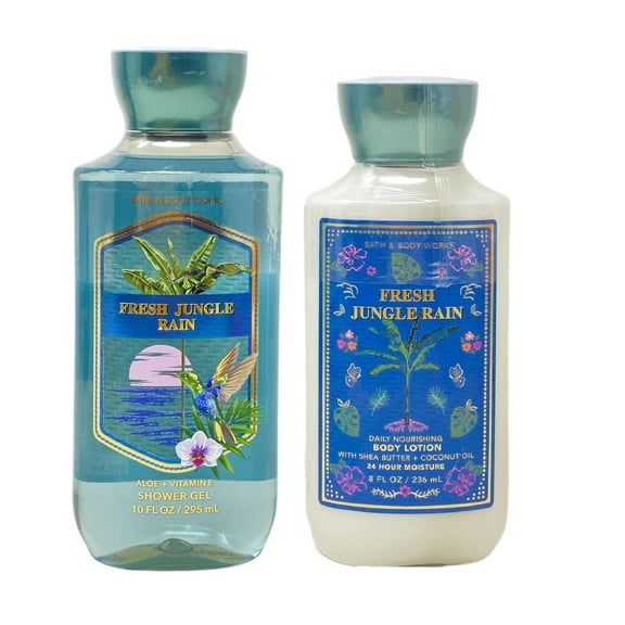 Bath & Body Works Fresh Jungle Rain - Duo Gift Set - Shower Gel and Body Lotion