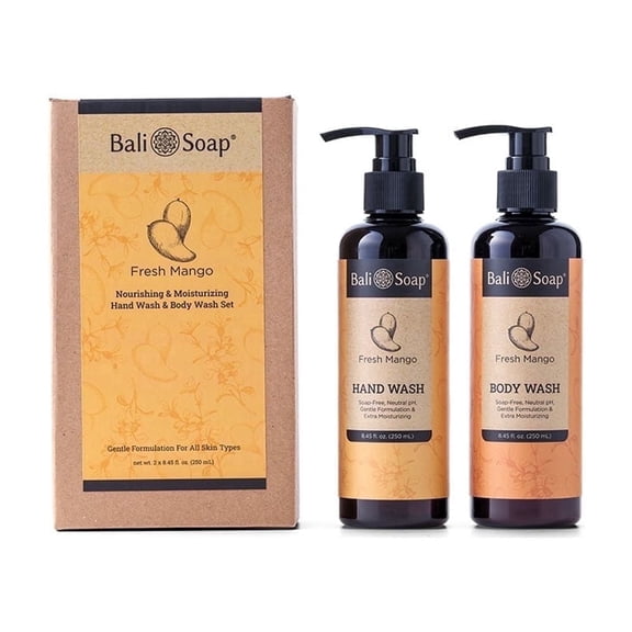 Bali Soap USA Fresh Mango Daily Use Cleansing Paraben-Free Liquid Hand Wash Twin Pack with Vitamin E, Mango