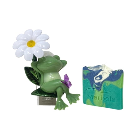 Bath & Body Works Frog with Flower Scent Control Nightlight Wallflowers Fragrance Plug with an Aloe Vera Mini Soap