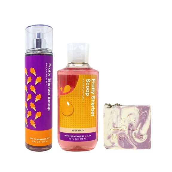 Bath & Body Works Fruity Sherbet Scoop - Fine Fragrance Mist and Body Wash with a Lavender Dream Bar Soap