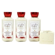 Bath & Body Works GINGHAM LOVE 3 Pack Body Lotion Bundle with a Marbela Natural Oats Bar Soap - Full Size