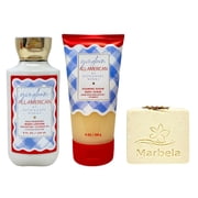 Bath & Body Works Gingham All-American Daily Nourishing Body Lotion and Foaming Sugar Body Scrub with a Creamy Rose Bar Soap