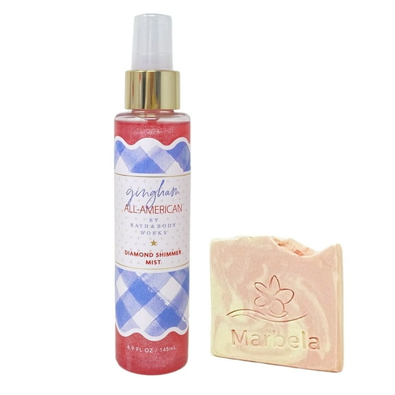 Bath & Body Works Gingham All-American Diamond Shimmer Mist with a Himalayan Salts Springs Sample Soap