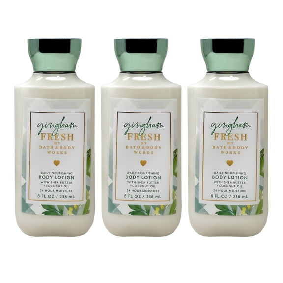 Bath & Body Works Gingham Fresh - 3 Daily Nourishing Body Lotions (8 fl oz / 236 mL Each)