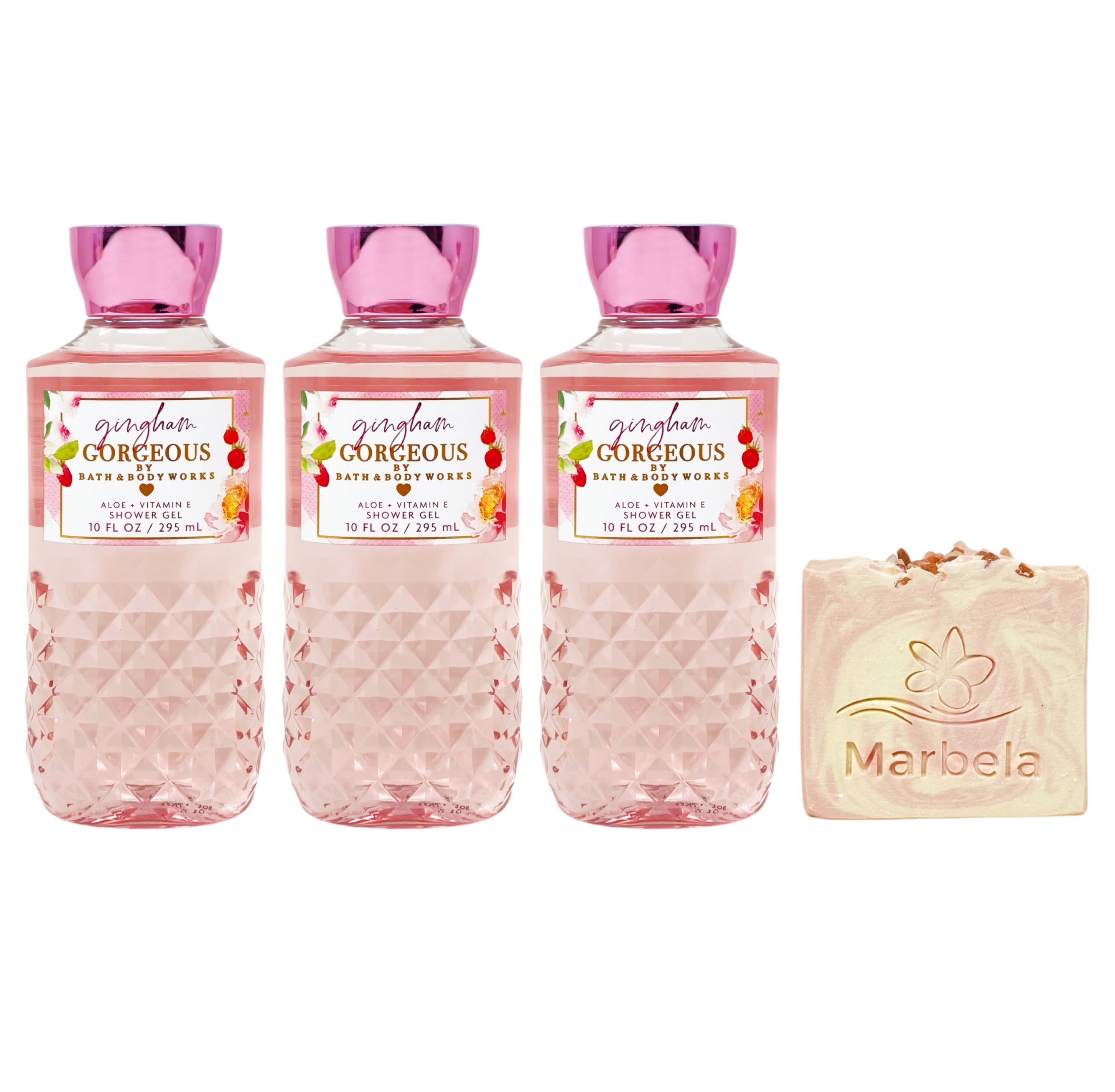 Bath & Body Works Gingham Gorgeous 3 Shower Gels with a Himalayan Salts Springs Bar Soap