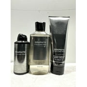 Bath & Body Works Graphite Mens Collection 3 Piece Gift Set Body Spray 3.7 oz, 3-in-1 Hair, Face, and Body Wash 10 fl oz, and Ultimate Hydration Body Cream 8 oz