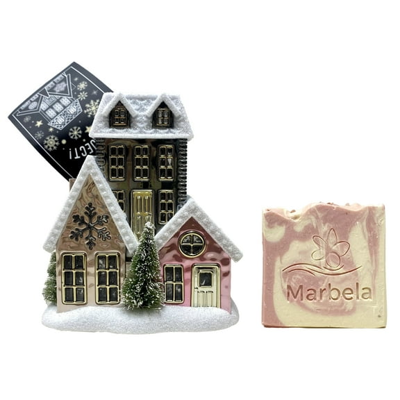 Bath & Body Works Holiday Village Projector Nightlight Wallflowers Fragrance Plug With a Himalayan Salts Springs Sample Soap.