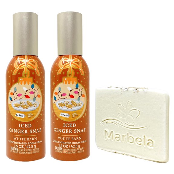 Bath & Body Works Iced Ginger Snap Concentrated Room Spray 2 Pack with a Natural Oats Sample Soap