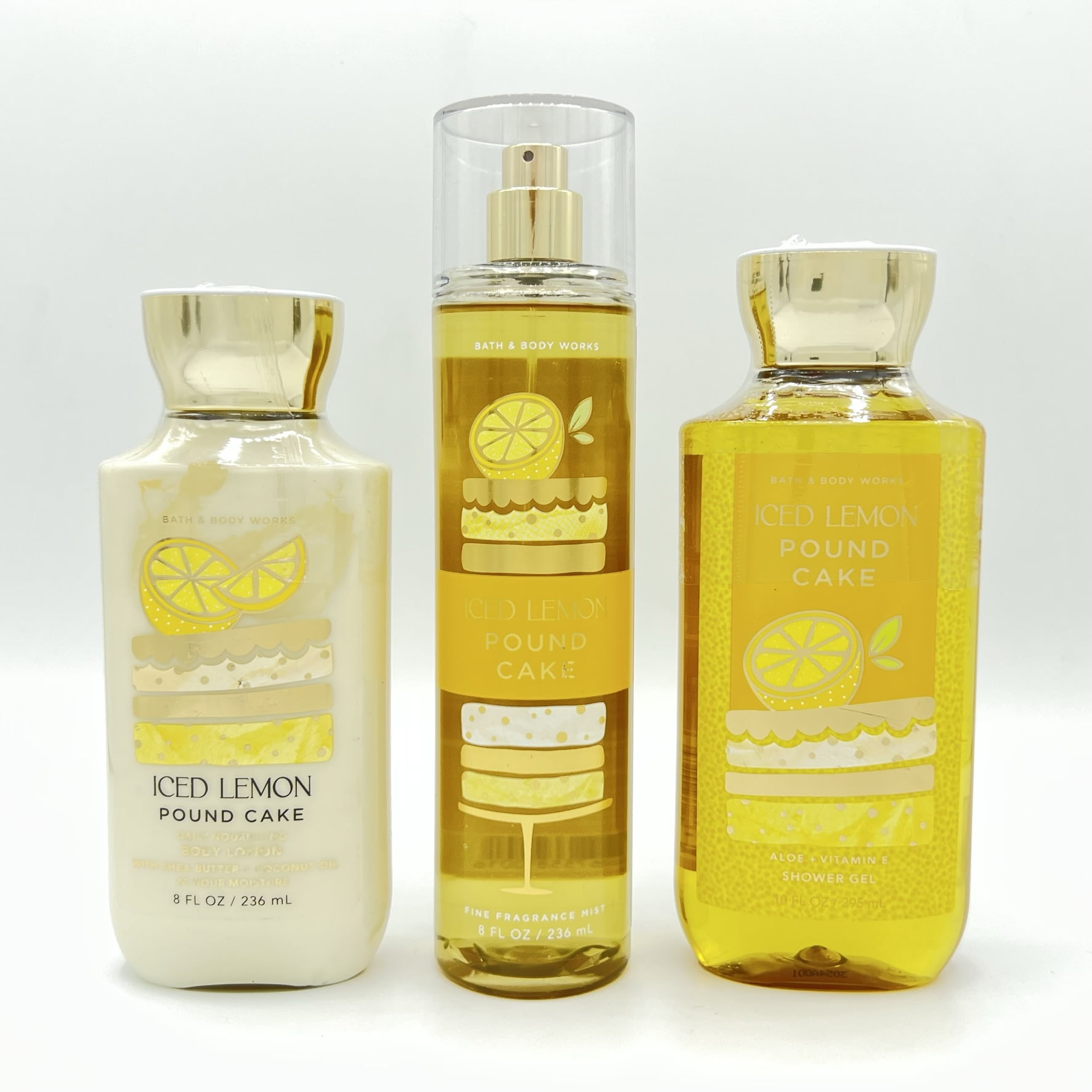 Bath & Body Works 3-Piece Set: Iced Lemon Pound Cake Lotion, Fragrance ...