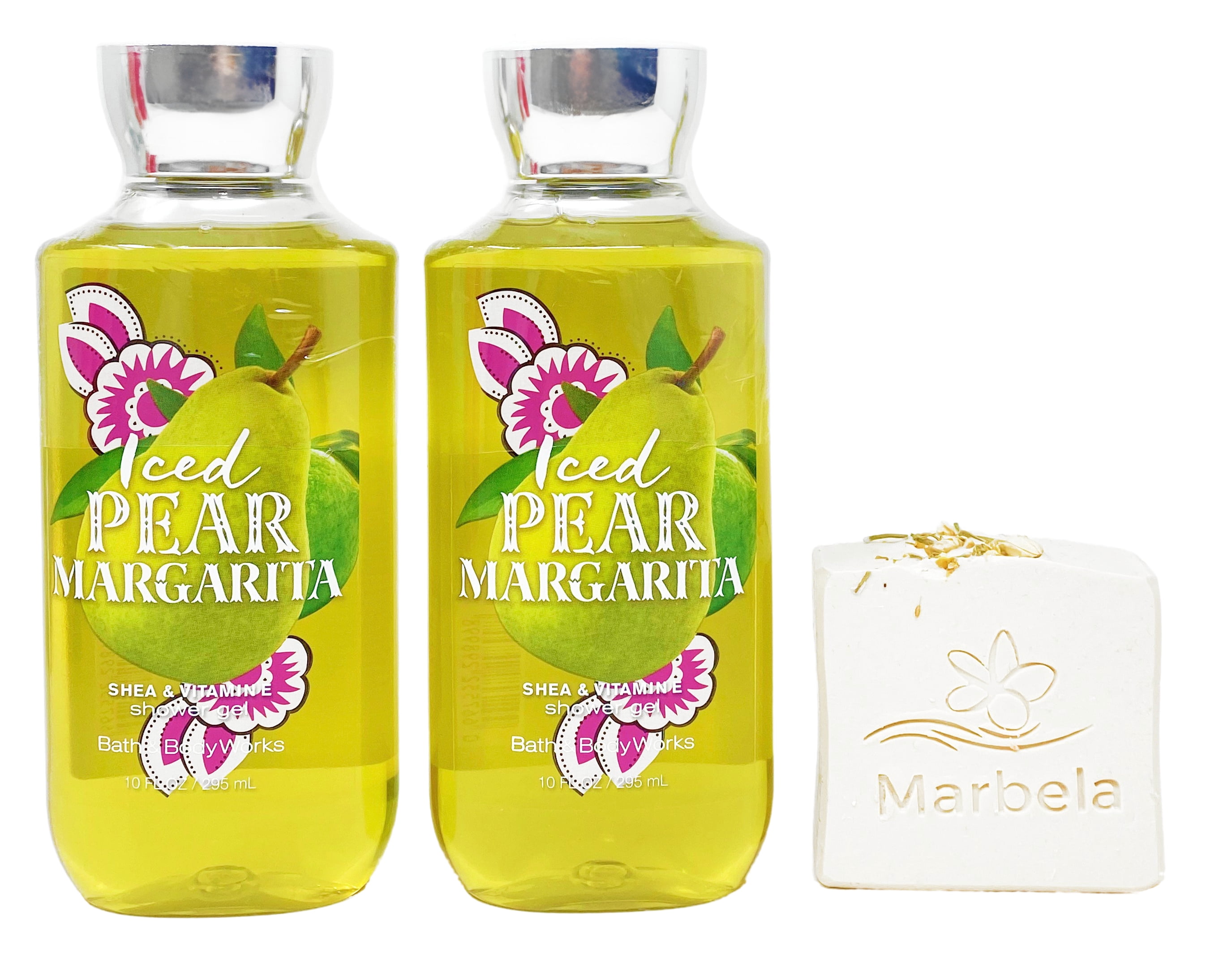 Bath & Body Works Iced Pear Margarita-2 Pack of Shower Gel With a Wild Jasmine Soap.